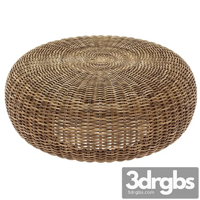 Round Braided Rattan Pouf California 3D Model Download