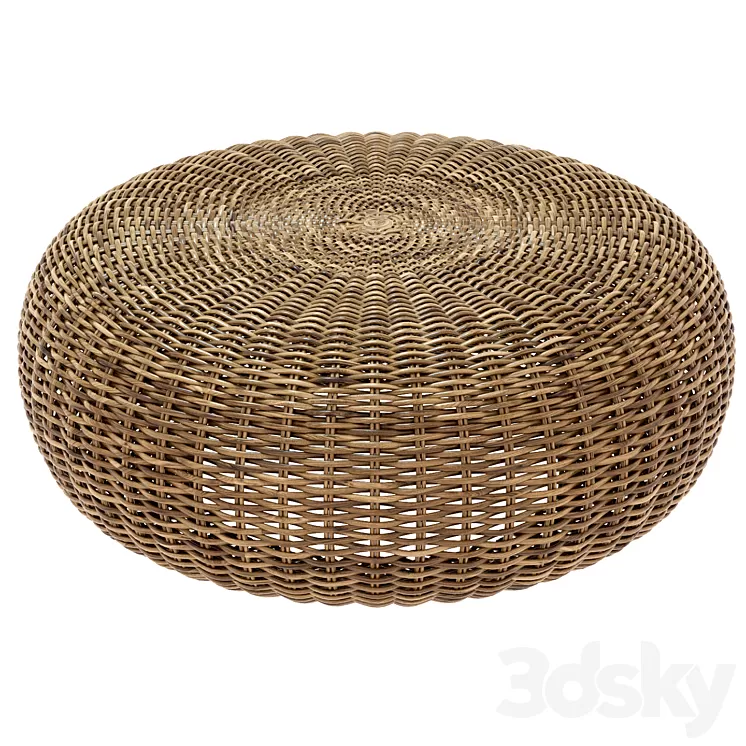 round braided rattan pouf. California 3D Model