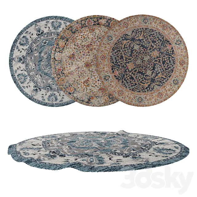 Round Carpets Set 191 3D Model Round Carpets Set 191 3D Model