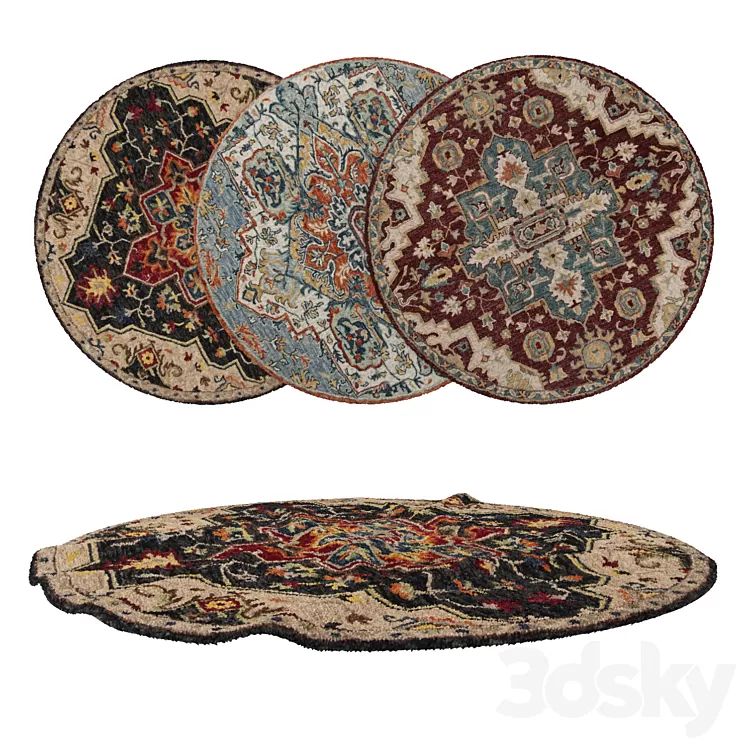 Round Carpets Set 20 3D Model Round Carpets Set 20 3D Model