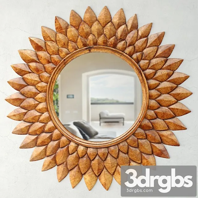Round carved lotus mirror 3D Model Download