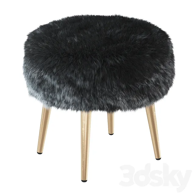Round chair black fur 3DModel Round chair black fur 3DModel