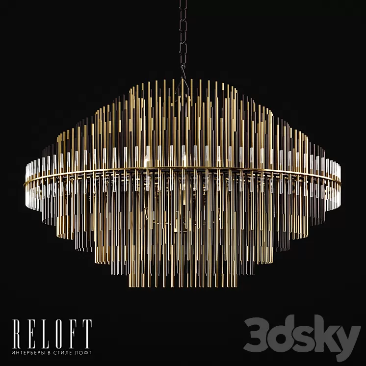 Round chandelier Emile in metal and glass 3D Model Round chandelier Emile in metal and glass 3D Model