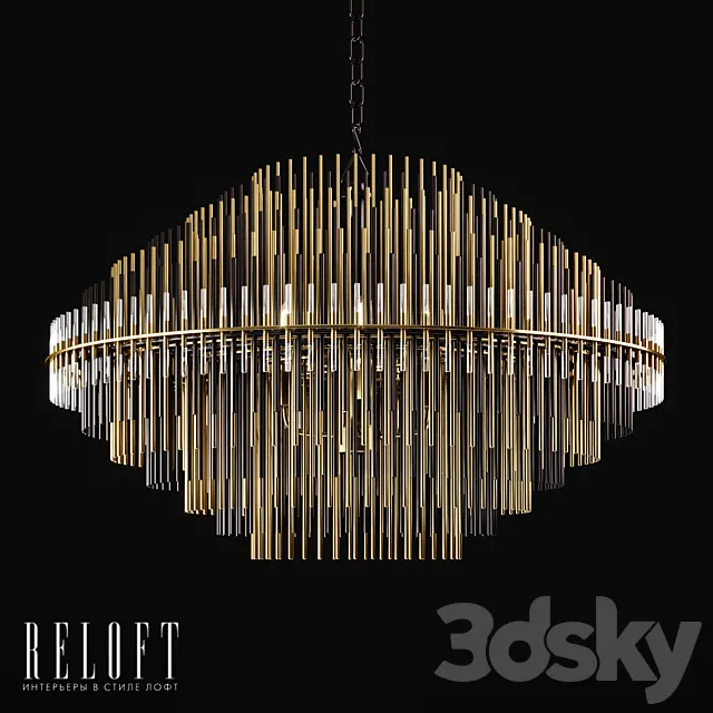 Round chandelier Emile in metal and glass 3DModel