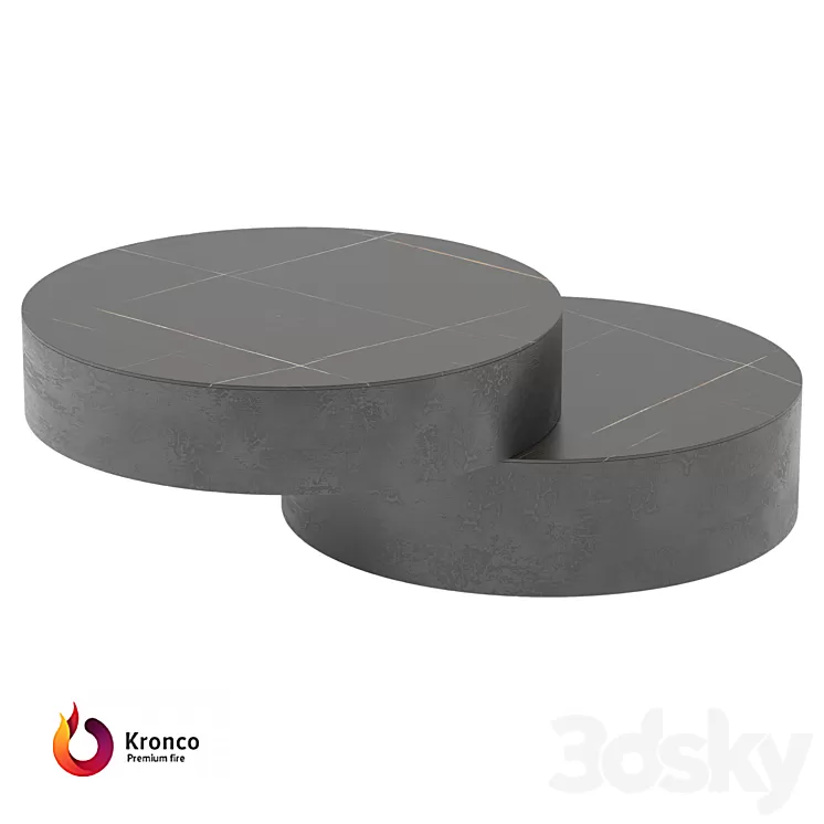 Round coffee table made of Kronco Duet porcelain stoneware 3D Model