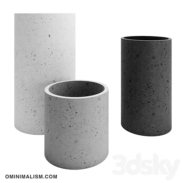 Round concrete tubs Ominimalism 3D Model