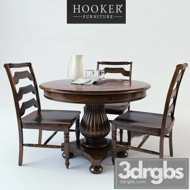 Round Dining Table and Chair 3D Model Download