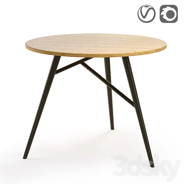 Round dining table in oak Cruseo 3D Model Round dining table in oak Cruseo 3D Model