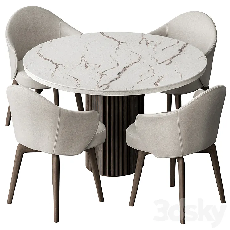 Round Dinning Table – Set 41 3D Model Free Download