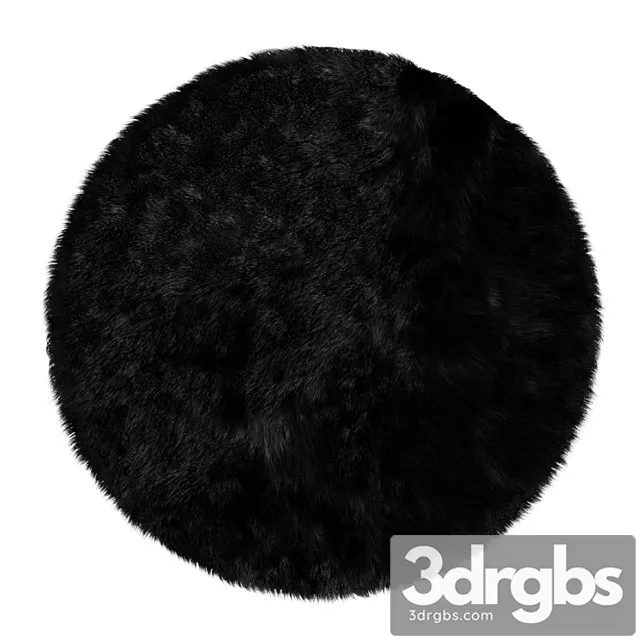 Round Fluffy Black Carpet 3D Model Download