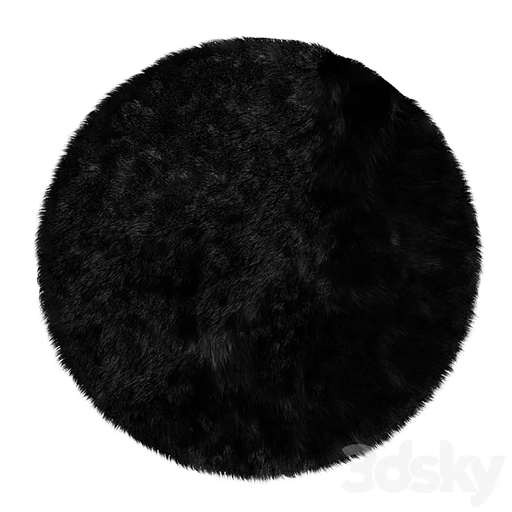 Round fluffy black carpet 3D Model Free Download