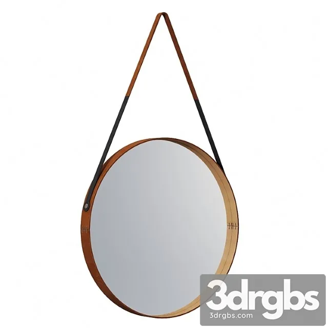 Round leather mirror 3D Model Download