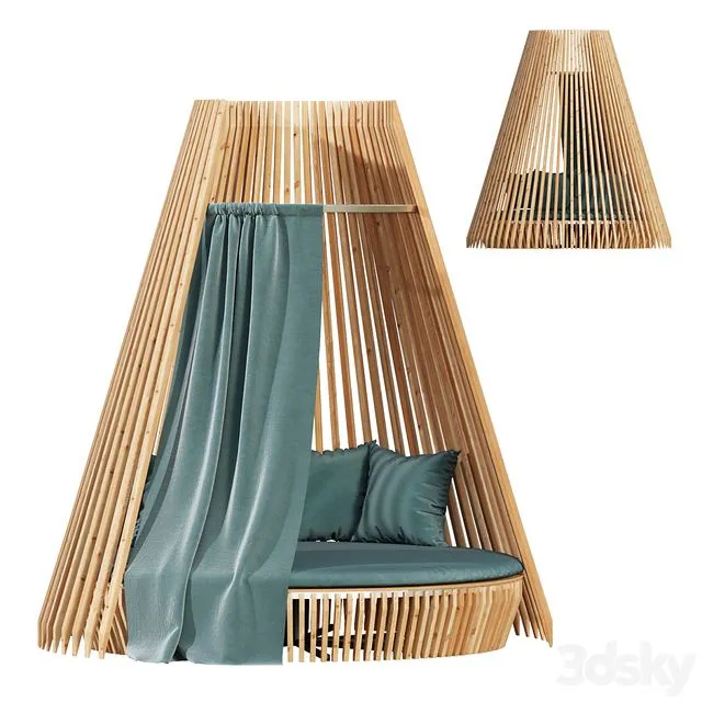 Round lounge chair Hut Full Set Ethimo 3D Model Round lounge chair Hut Full Set Ethimo 3D Model