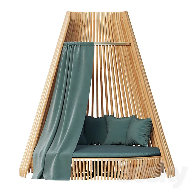 Round lounge chair Hut Full Set_Ethimo 3D Model Round lounge chair Hut Full Set_Ethimo 3D Model