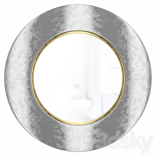 Round mirror in white frame Porter White 3D Model