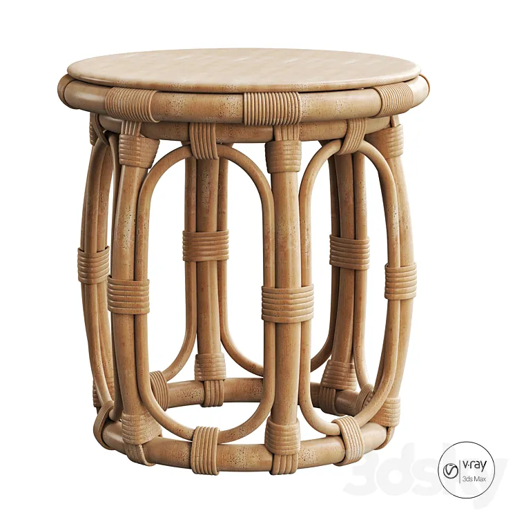 Round Natural Rattan Accent Table 3D Model Free Download
