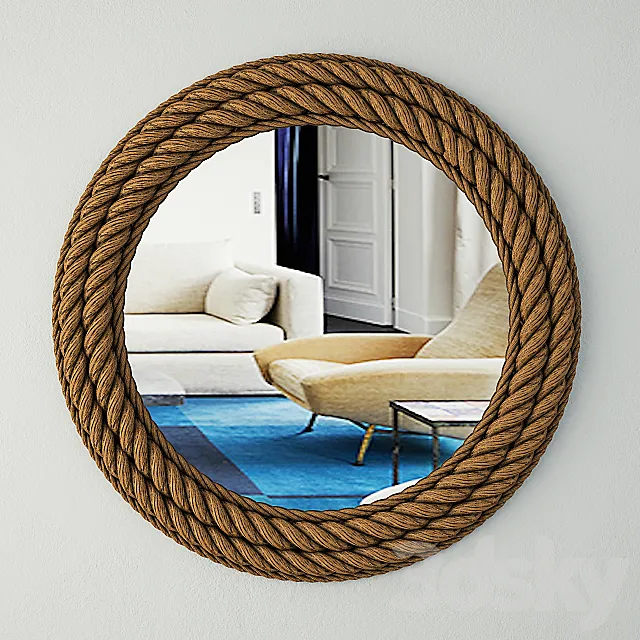 Round Nautical Rope Wall Mirror 3D Model Round Nautical Rope Wall Mirror 3D Model