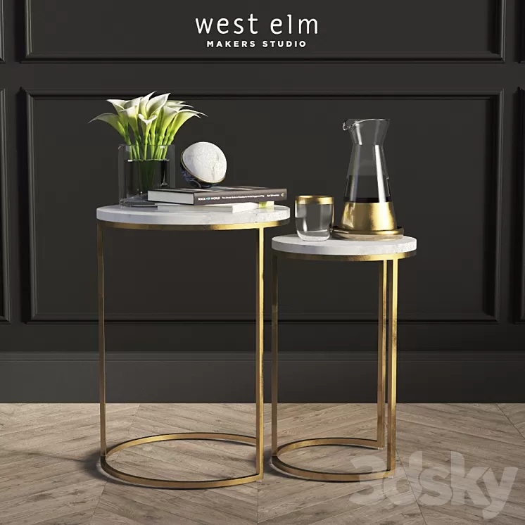 Round Nesting Side Tables Set West Elm 3D Model Round Nesting Side Tables Set West Elm 3D Model