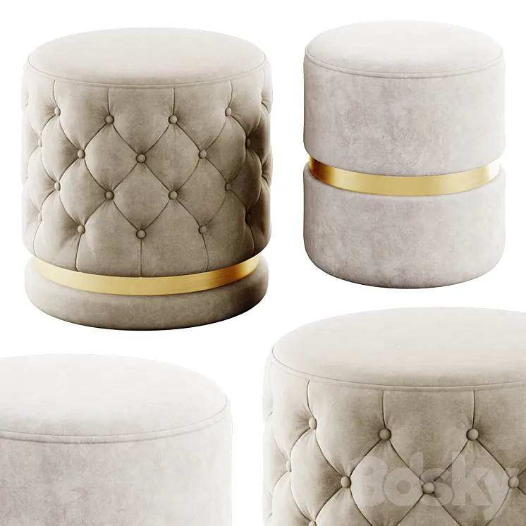 Round ottomans by !nspire 3D Model Free Download