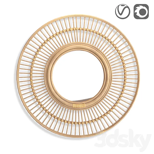 Round rattan mirror Nogu 3D Model