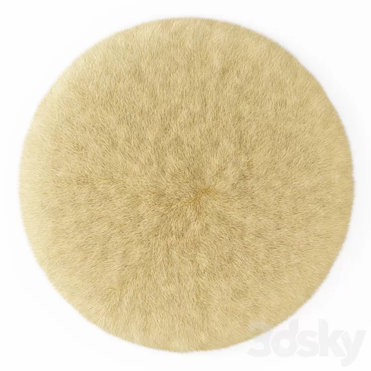 Round rug yellow 3D Model