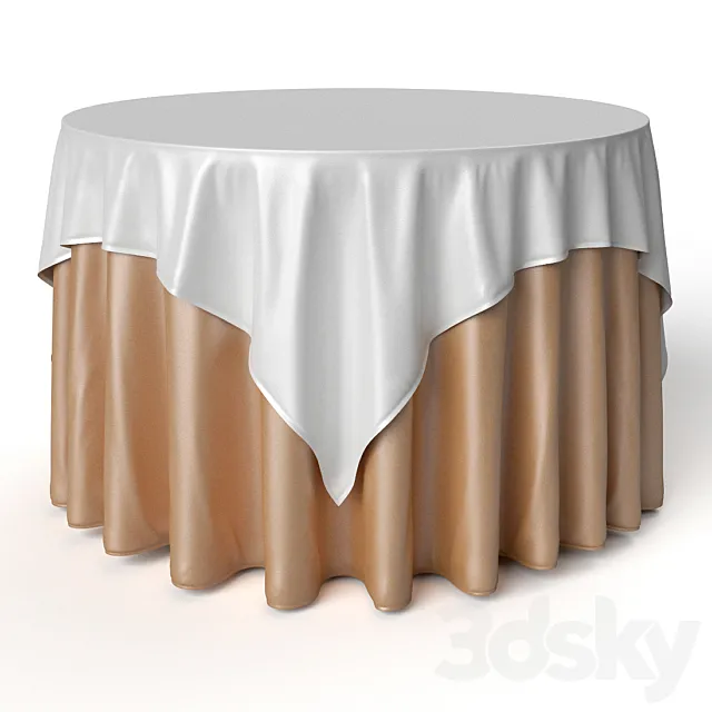 Round Tablecloth Oriental Restaurant 3D Model
