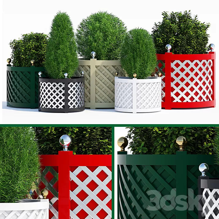 Round treillage planters 3D Model