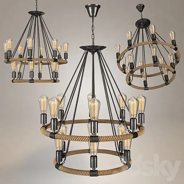 Round-type hanging lamp loft Country 3DModel Round-type hanging lamp loft Country 3DModel