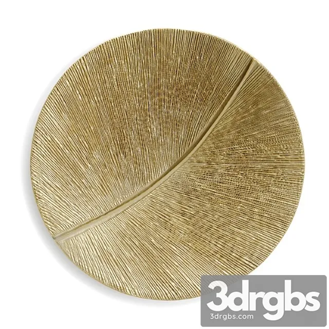 Round wall panel leaf curcle gold 3D Model Download