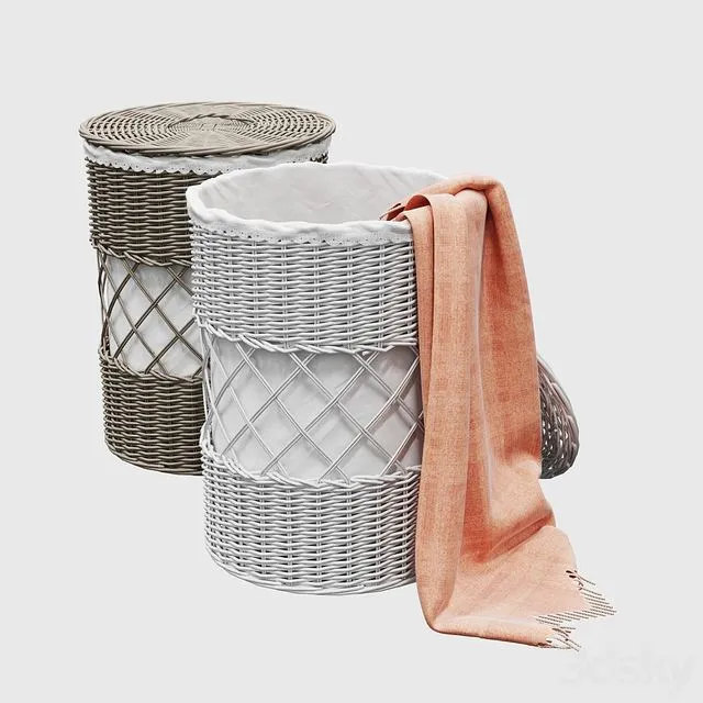 Round wicker basket 3D Model Round wicker basket 3D Model