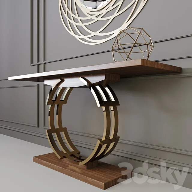 Rounded Console & Mirror set 3D Model Rounded Console & Mirror set 3D Model