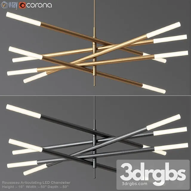 Rousseau Articulating LED Chandelier 3D Model Download Rousseau Articulating LED Chandelier 3D Model Download