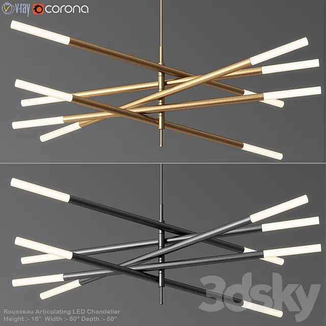 Rousseau Articulating LED Chandelier 3DModel