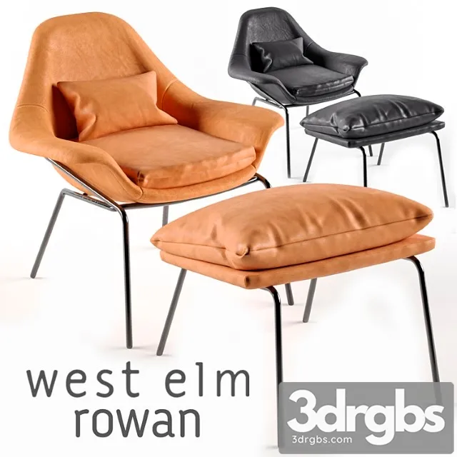 Rowan leather chair and ottoman by west elm 3D Model Download