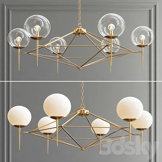 Rowan Milk & Clear Glass Chandelier 3D Model