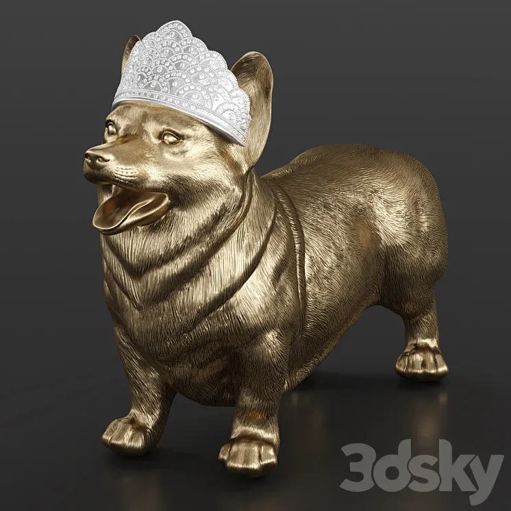 Royal Standing Corgi 3D Model Free Download