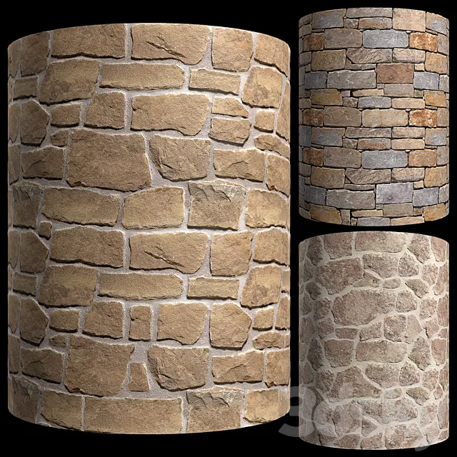 Rubble wall stone masonry 3D Model