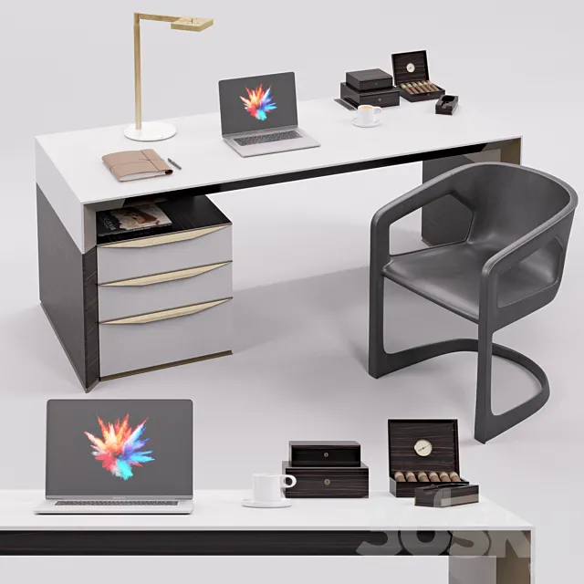 Rubelli Notaro Desk and Minotti Twombly 3DModel