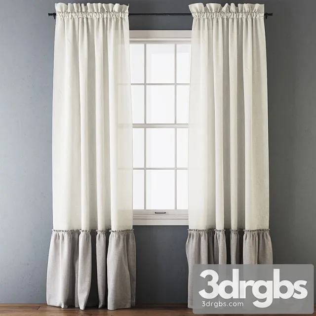 Ruffled cotton curtains 3D Model Download