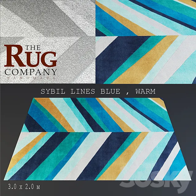 rug The Rug company. Sybil lines blue & Warm 3DModel