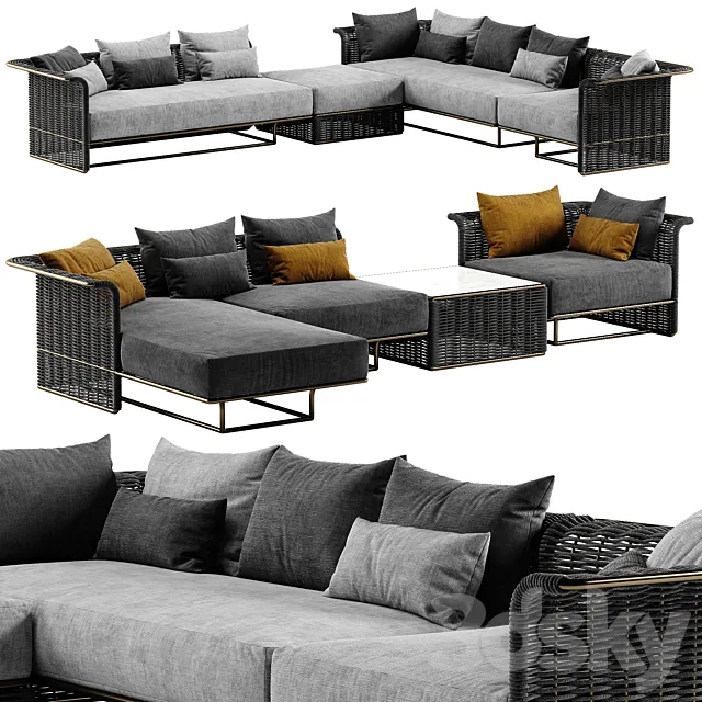 Rugiano Marina sectional sofa 3DModel Rugiano Marina sectional sofa 3DModel