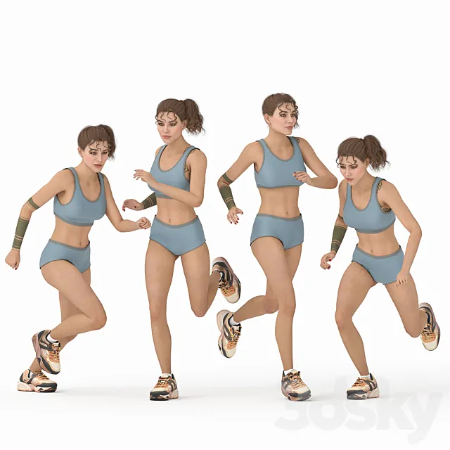 Runner Woman 04 poses 3D Model