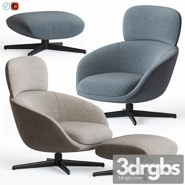 Russell Armchair Ottoman by Minotti 3D Model Download