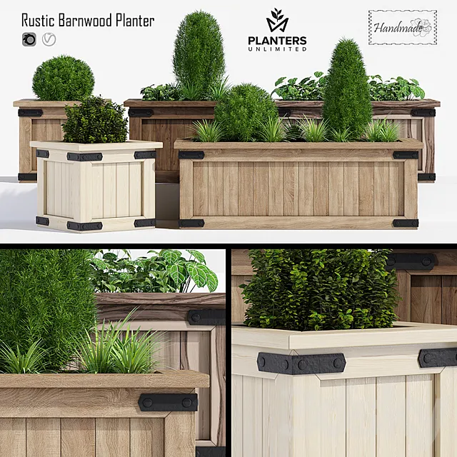 Rustic barnwood planter one 3D Model Rustic barnwood planter one 3D Model