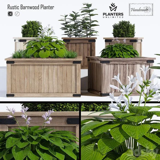 Rustic barnwood planter two 3D Model Rustic barnwood planter two 3D Model