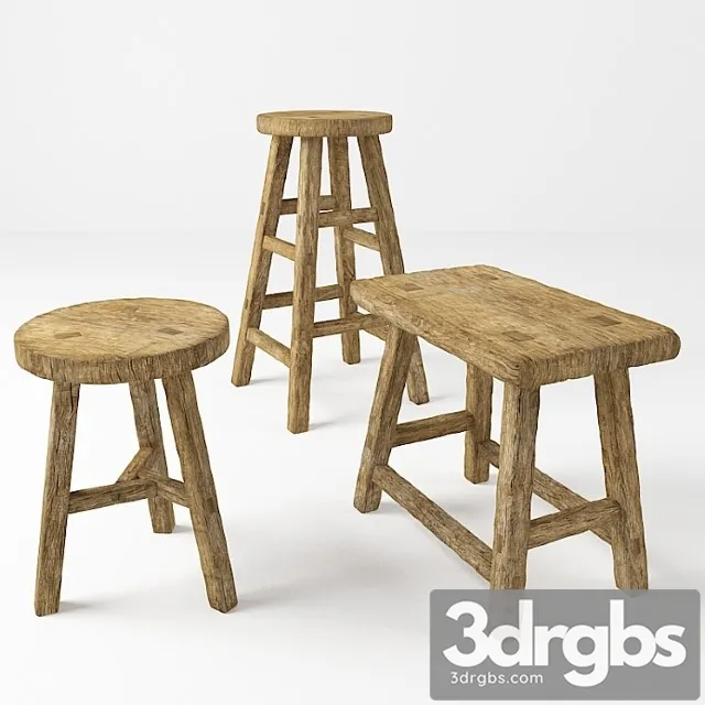 Rustic chairs. rustic stools 2 3D Model Download Rustic chairs. rustic stools 2 3D Model Download