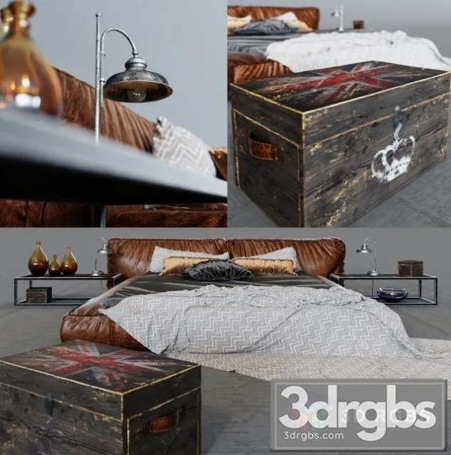 Rustic Leather Bed 3D Model Download Rustic Leather Bed 3D Model Download
