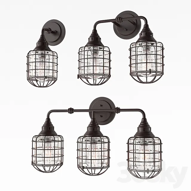 RUSTIC LOFT CAGE BATH LIGHT WL 3D Model