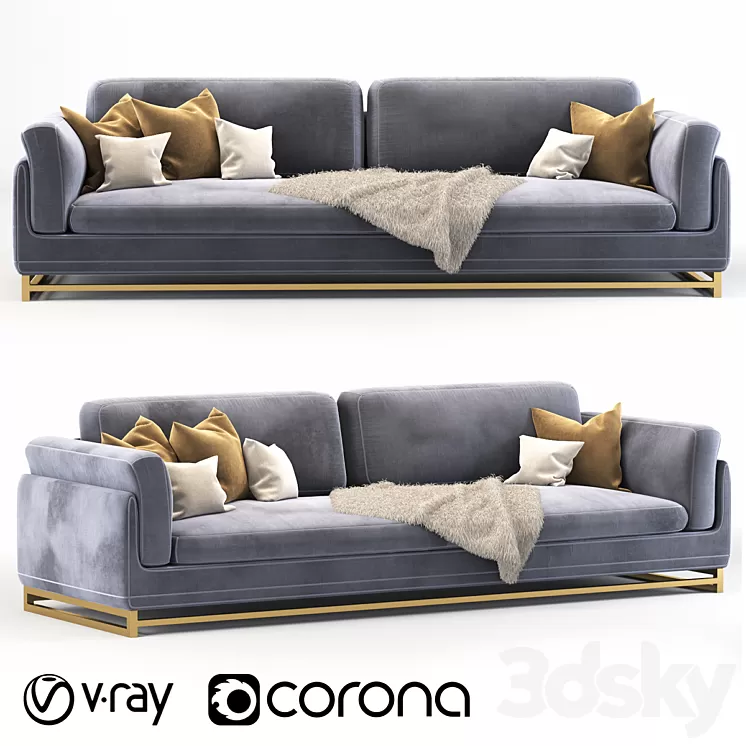 [3DSKY] Vladimir Kagan Long Curve Sofa 3D Model | NEW UPDATE 2024