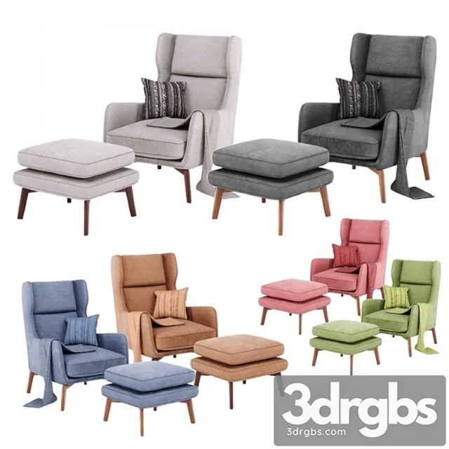 Ryder Velvet ArmChair By Adjustable Color 3D Model Download